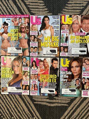 Vintage Lot of 6 US Weekly Magazines 2011 Celebrity Gossip Fashion Party Life